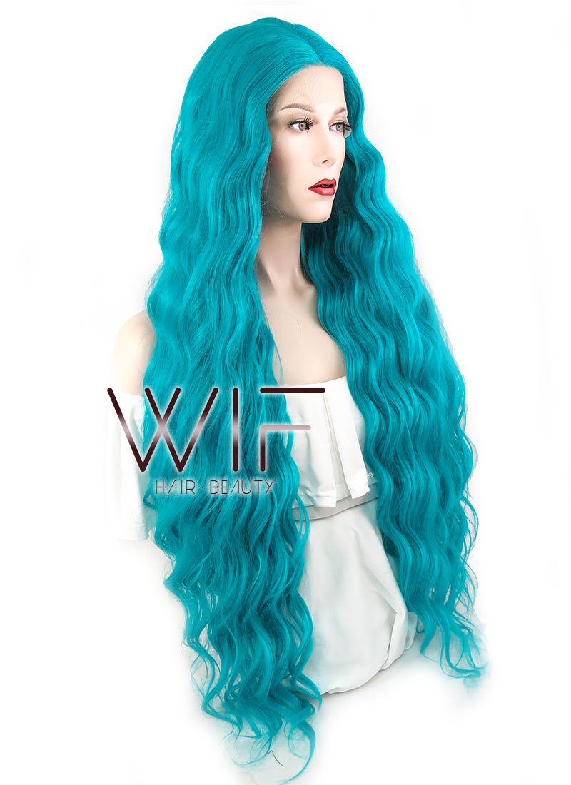 30" Spiral Curly Blue Lace Front Synthetic Wig LF1632