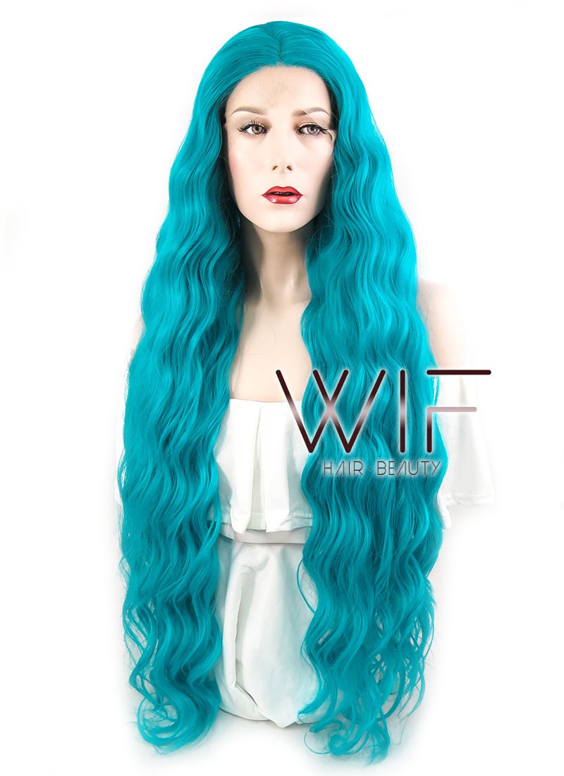 30" Spiral Curly Blue Lace Front Synthetic Wig LF1632