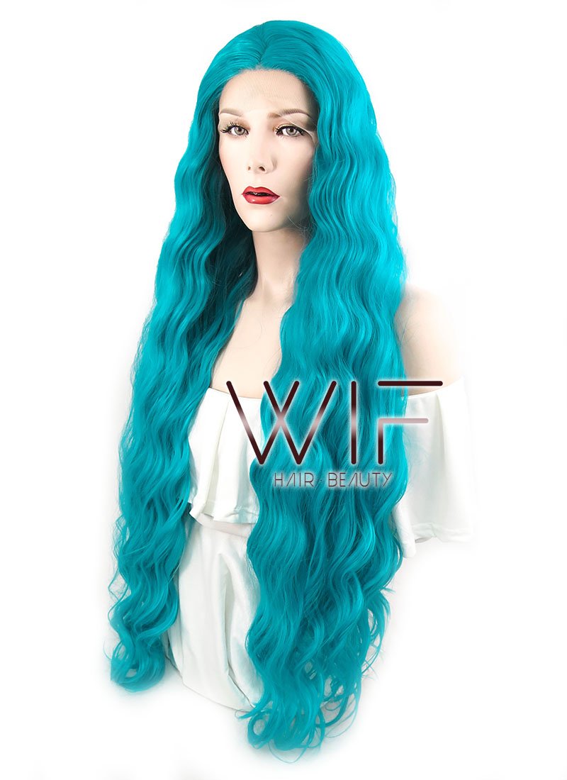 30" Spiral Curly Blue Lace Front Synthetic Wig LF1632