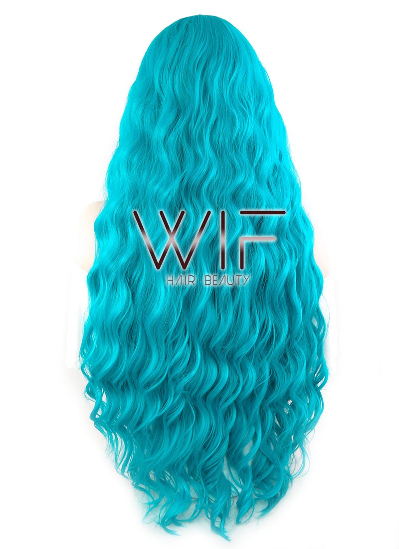 30" Spiral Curly Blue Lace Front Synthetic Wig LF1632