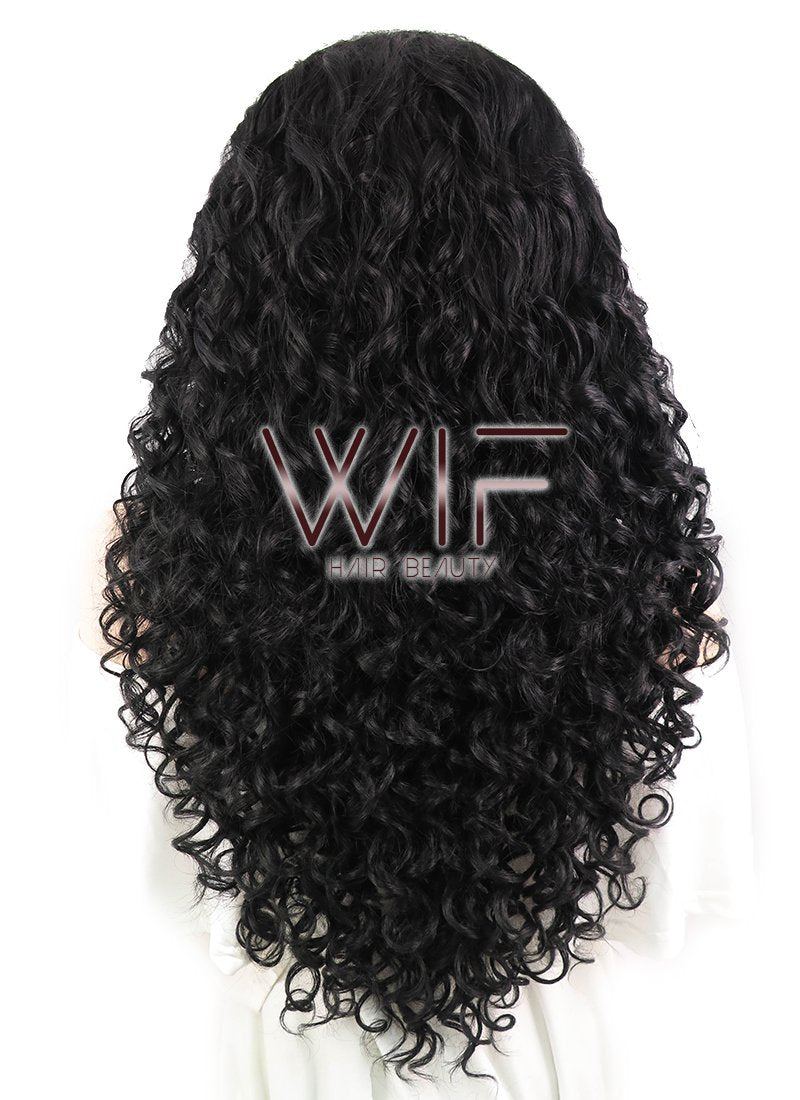 26" Spiral Curly Black Lace Front Synthetic Wig LF166