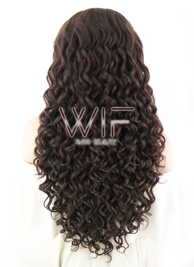 26" Spiral Curly Dark Brown Lace Front Synthetic Wig LF171