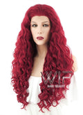 26" Spiral Curly Dark Red Lace Front Synthetic Wig LF186