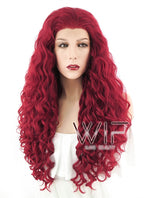26" Spiral Curly Dark Red Lace Front Synthetic Wig LF186
