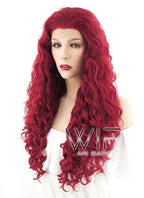 26" Spiral Curly Dark Red Lace Front Synthetic Wig LF186
