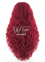 26" Spiral Curly Dark Red Lace Front Synthetic Wig LF186