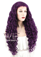 26" Spiral Curly Dark Purple Lace Front Synthetic Wig LF187