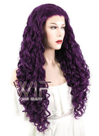 26" Spiral Curly Dark Purple Lace Front Synthetic Wig LF187