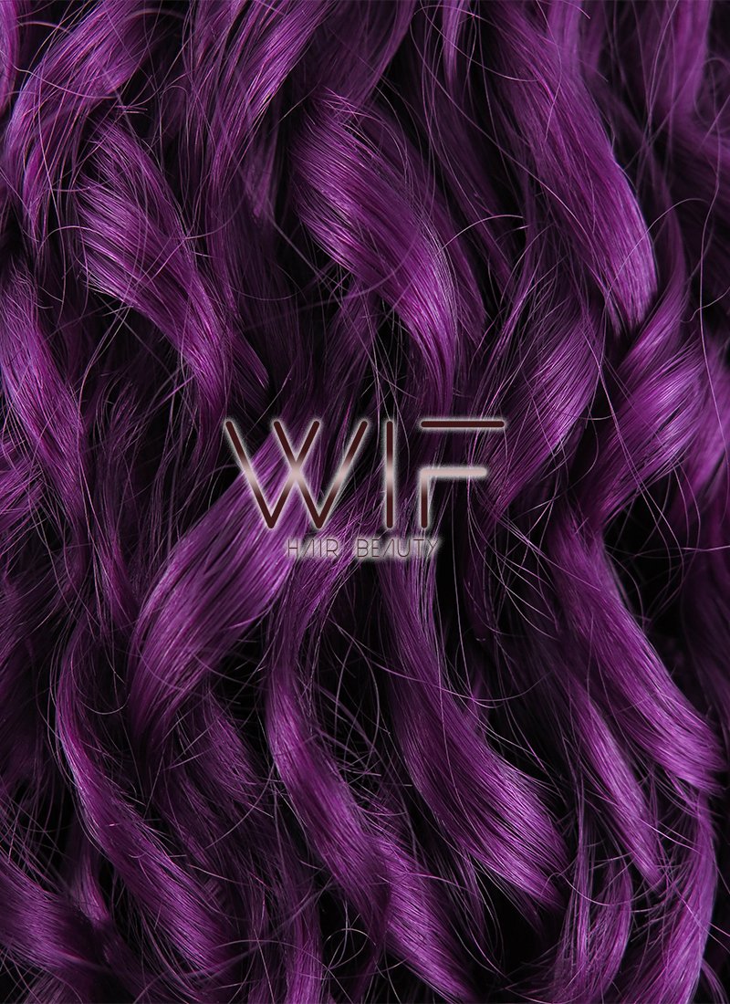 26" Spiral Curly Dark Purple Lace Front Synthetic Wig LF187