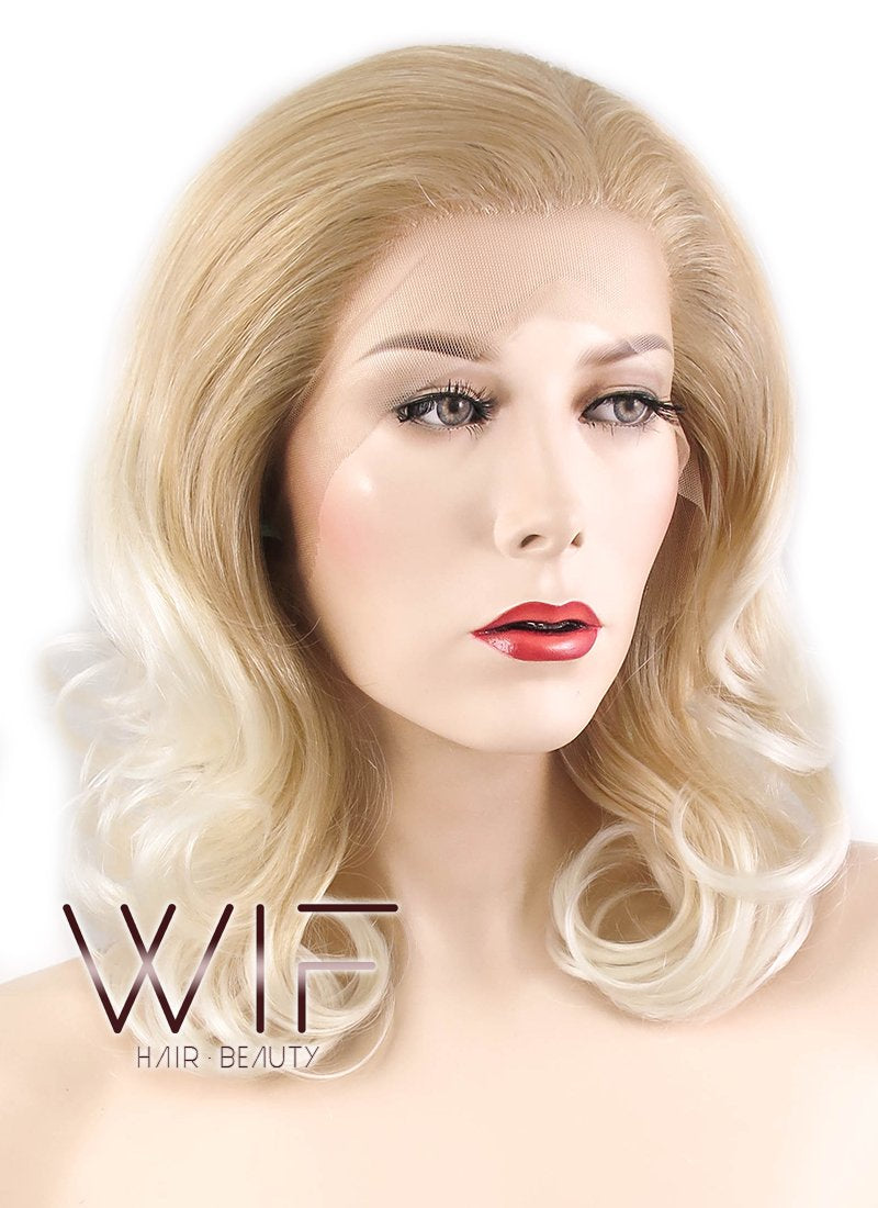 16" Wavy Mixed Blonde Lace Front Synthetic Wig LF192