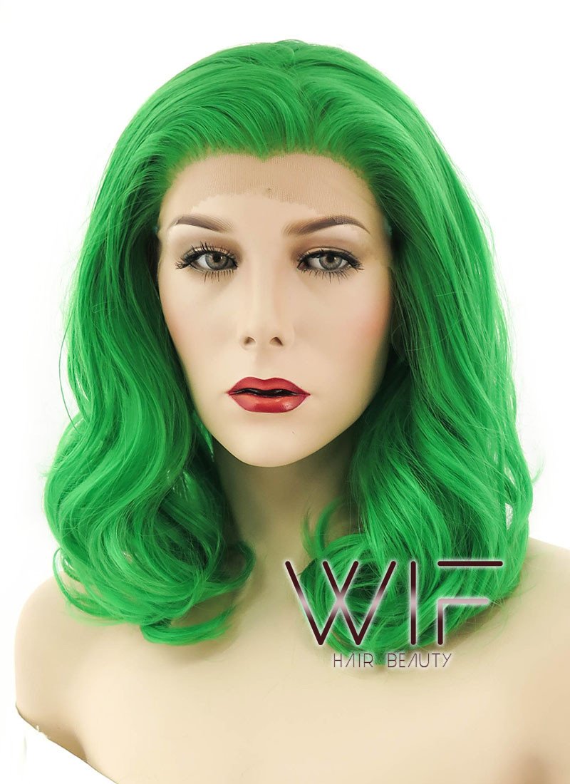 16" Wavy Green Lace Front Synthetic Wig LF197