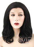 16" Wavy Natural Black Lace Front Synthetic Wig LF198
