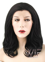 16" Wavy Natural Black Lace Front Synthetic Wig LF198