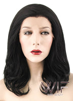 16" Wavy Natural Black Lace Front Synthetic Wig LF198