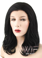 16" Wavy Natural Black Lace Front Synthetic Wig LF198