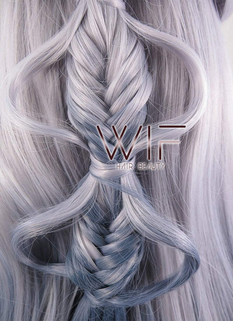 24" Two Tone Grey Braided Lace Front Synthetic Wig LF2008