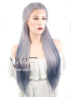 24" Two Tone Grey Braided Lace Front Synthetic Wig LF2008