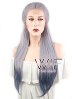24" Two Tone Grey Braided Lace Front Synthetic Wig LF2008