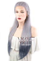 24" Two Tone Grey Braided Lace Front Synthetic Wig LF2008