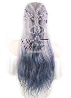 24" Two Tone Grey Braided Lace Front Synthetic Wig LF2008