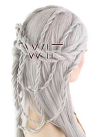 28" Yaki Silver Grey Braided Lace Front Synthetic Wig LF2009
