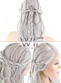 28" Yaki Silver Grey Braided Lace Front Synthetic Wig LF2009