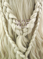 24" Long Curly Light Ash Blonde Daenerys Targaryen Braided Lace Front Synthetic Hair Wig LF2021