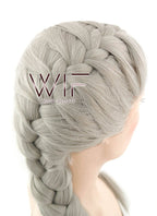 24" Long Grey French Braid Lace Front Synthetic Hair Wig LF2022