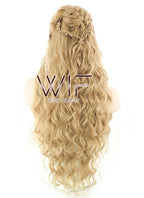 26" Long Curly Golden Blonde Braided Lace Front Synthetic Hair Wig LF2023