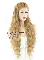 26" Long Curly Golden Blonde Braided Lace Front Synthetic Hair Wig LF2023