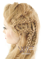 26" Long Curly Golden Blonde Braided Lace Front Synthetic Hair Wig LF2023