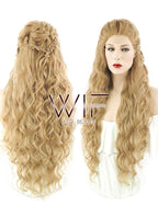 26" Wavy Golden Blonde Vikings Lagertha Braided Lace Front Synthetic Wig LF2023