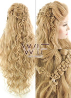 26" Wavy Golden Blonde Vikings Lagertha Braided Lace Front Synthetic Wig LF2023