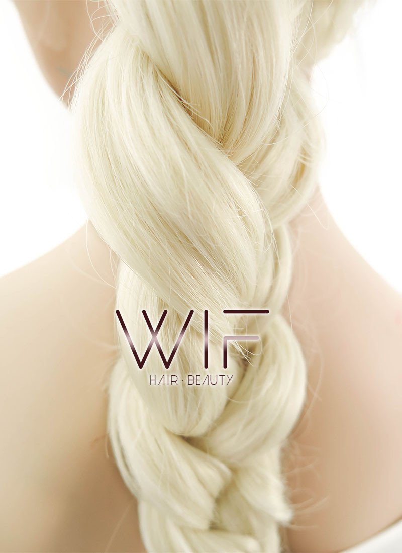 24" Long Light Blonde Elsa Braid Lace Front Synthetic Hair Wig LF2024