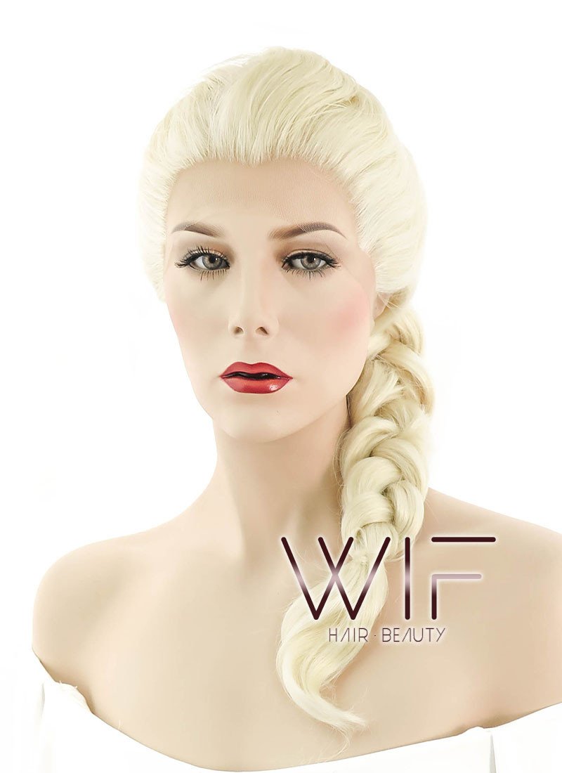 24" Long Light Blonde Elsa Braid Lace Front Synthetic Hair Wig LF2024