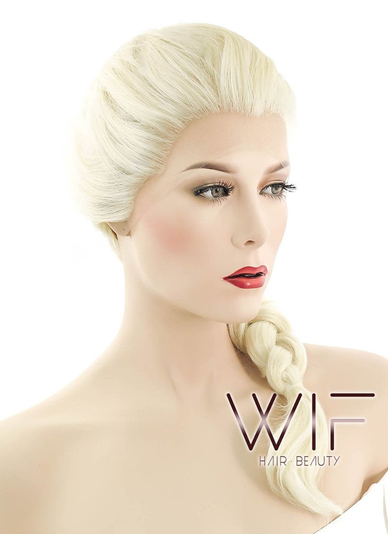 24" Long Light Blonde Elsa Braid Lace Front Synthetic Hair Wig LF2024