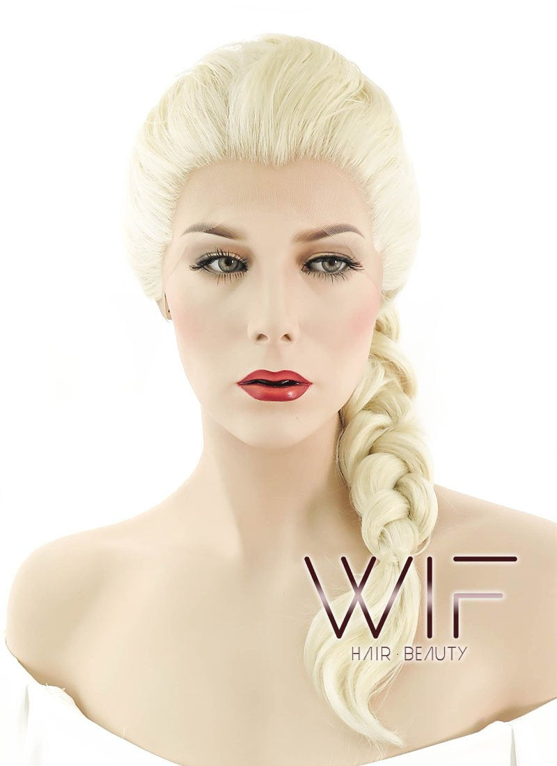 24" Long Light Blonde Elsa Braid Lace Front Synthetic Hair Wig LF2024