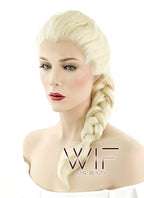 24" Long Light Blonde Elsa Braid Lace Front Synthetic Hair Wig LF2024