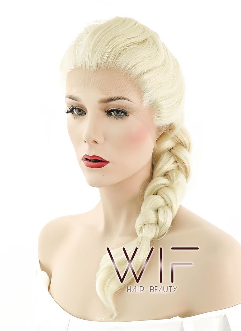 24" Long Light Blonde Elsa Braid Lace Front Synthetic Hair Wig LF2024
