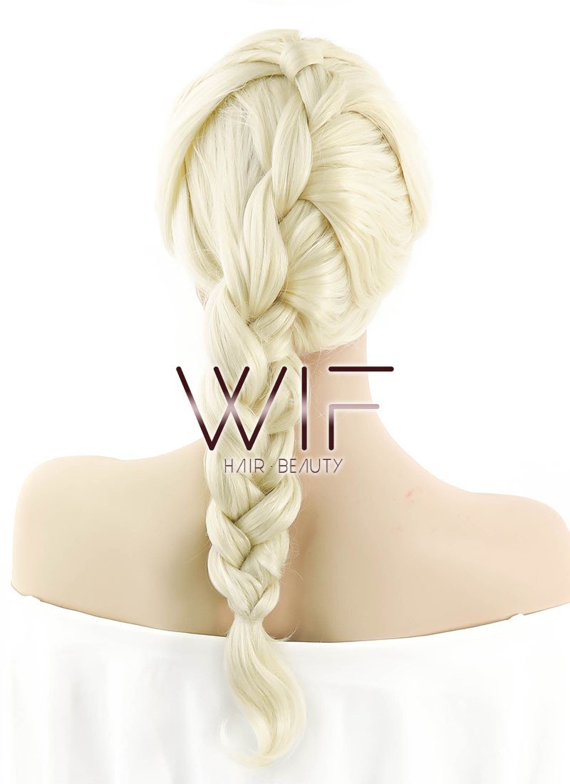 24" Long Light Blonde Elsa Braid Lace Front Synthetic Hair Wig LF2024