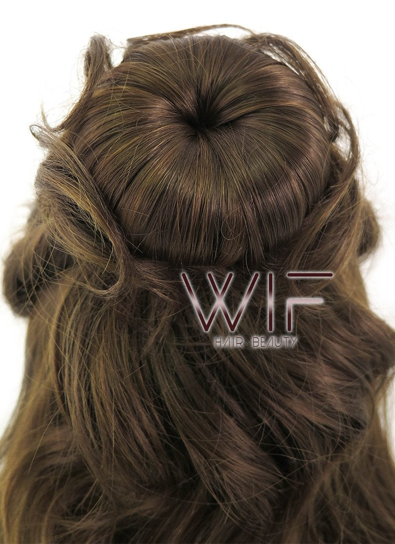 24" Long Curly Dark Brown Braided Beauty and the Beast Lace Front Synthetic Hair Wig LF2028