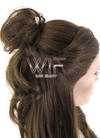 24" Long Curly Dark Brown Braided Beauty and the Beast Lace Front Synthetic Hair Wig LF2028