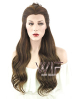 24" Long Curly Dark Brown Braided Beauty and the Beast Lace Front Synthetic Hair Wig LF2028