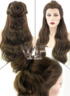 24" Wavy Dark Brown Braided Belle Beauty and the Beast Lace Front Synthetic Wig LF2028