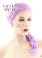 24" Long Curly Light Purple Braided Lace Front Synthetic Hair Wig LF2030