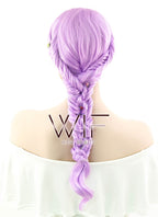 24" Long Curly Light Purple Braided Lace Front Synthetic Hair Wig LF2030
