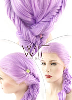 24" Wavy Light Purple Braided Lace Front Synthetic Wig LF2030