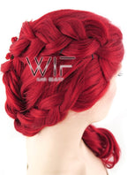22" Long Red Braided Lace Front Synthetic Hair Wig LF2031