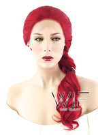 22" Long Red Braided Lace Front Synthetic Hair Wig LF2031