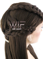 24" Long Dark Brown Braided Lace Front Synthetic Hair Wig LF2033